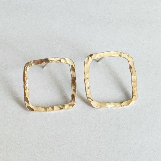 Dainty Gold - Filled Organic Square Earrings - Peerless Charm
