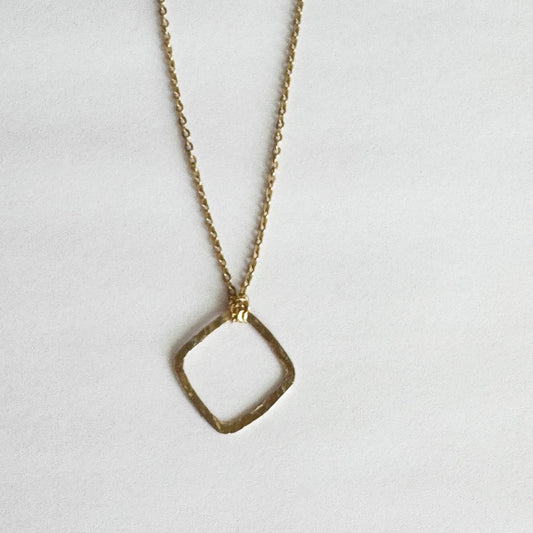 Gold - filled Dainty Organic Square Necklace - Peerless Charm