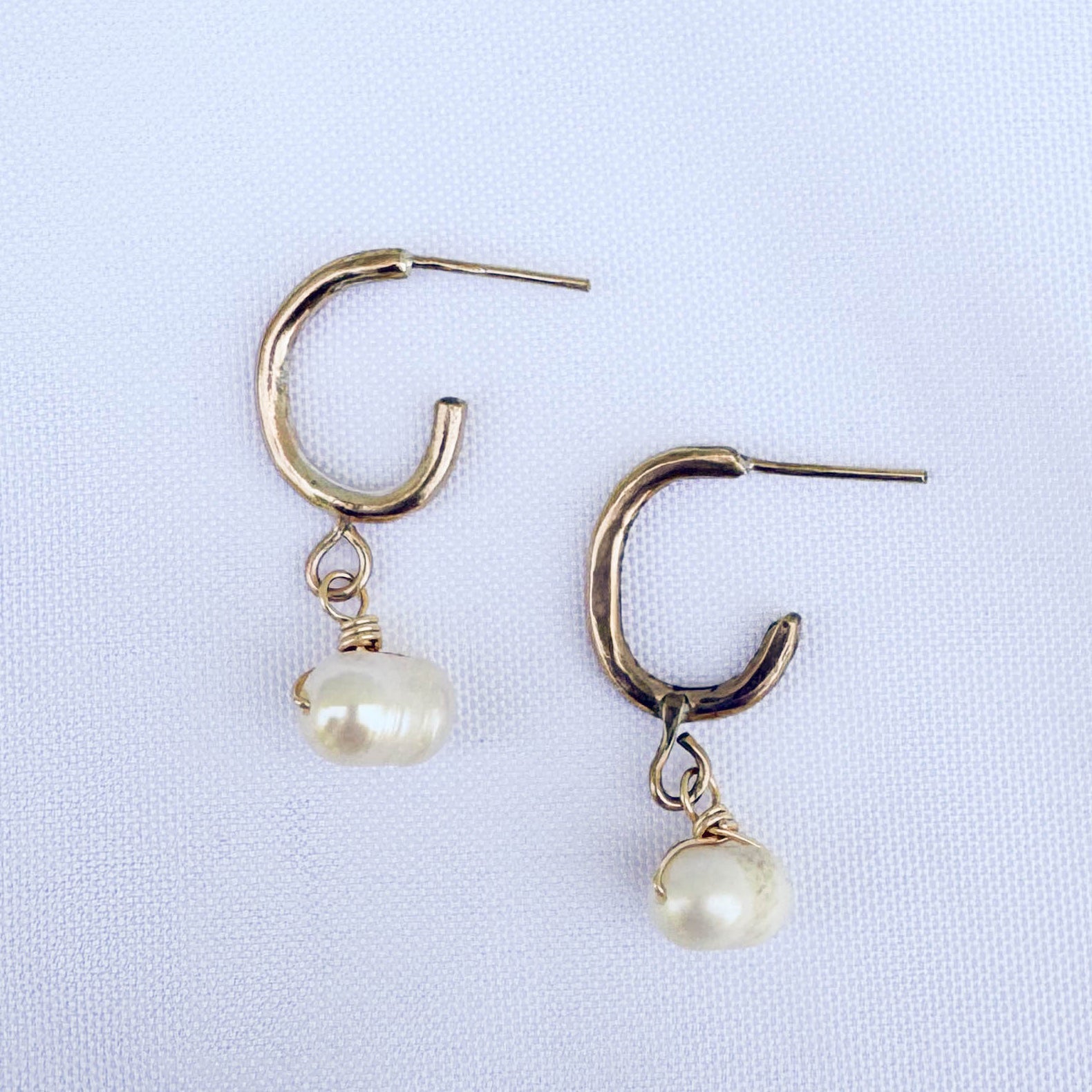 Gold-Filled Pearl Drop Hoops – Peerless Charm