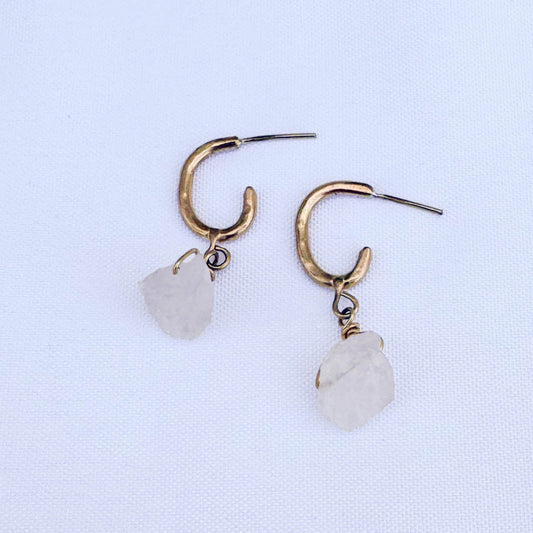 Gold - Filled Quartz Drop Hoops - Peerless Charm