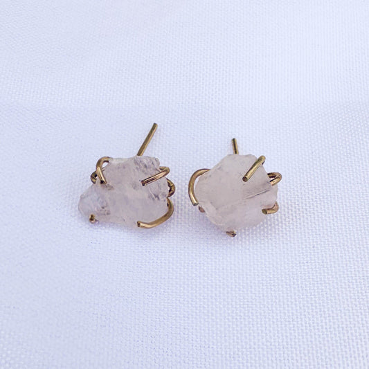 Gold - Filled Quartz Natural Cut Studs - Peerless Charm