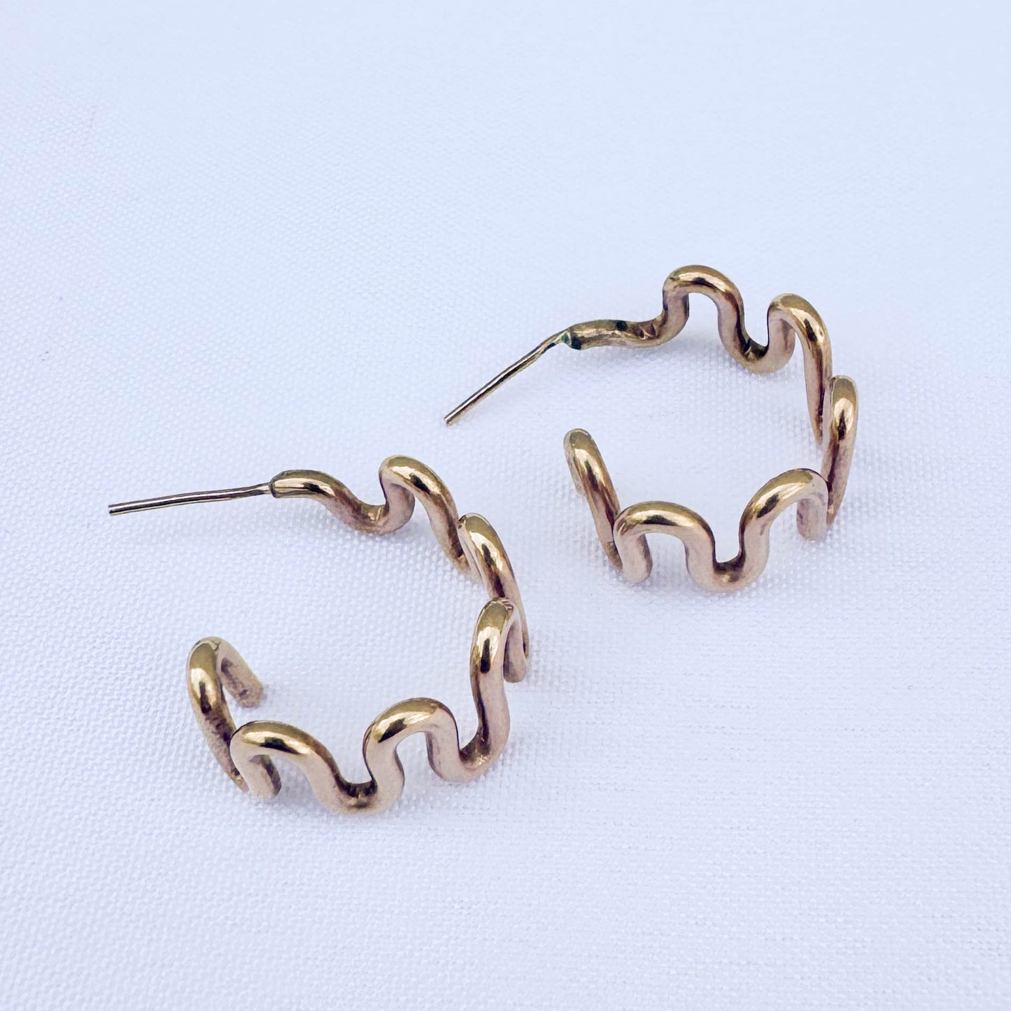 Gold - Filled Squiggle Hoop Earrings - Peerless Charm