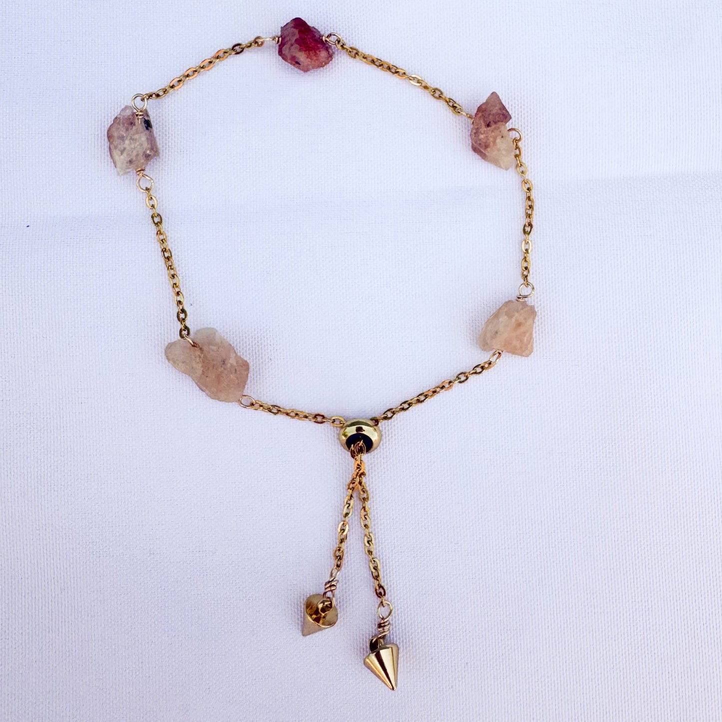 Gold - Plated Sunstone and Chain Bracelet - Peerless Charm