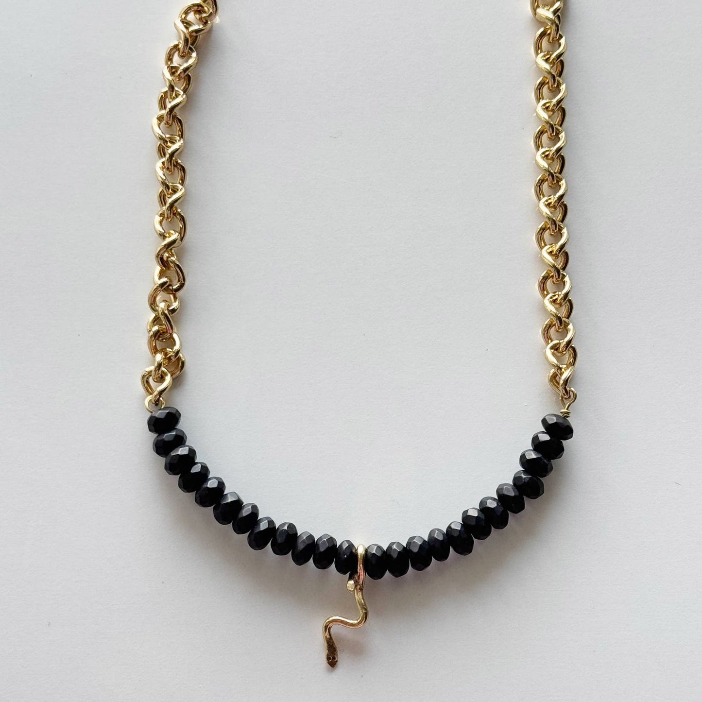 Onyx Snake Choker On Chunky Chain - Peerless Charm