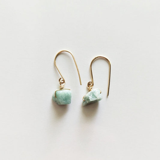 Raw Amazonite Drop Earrings - Peerless Charm
