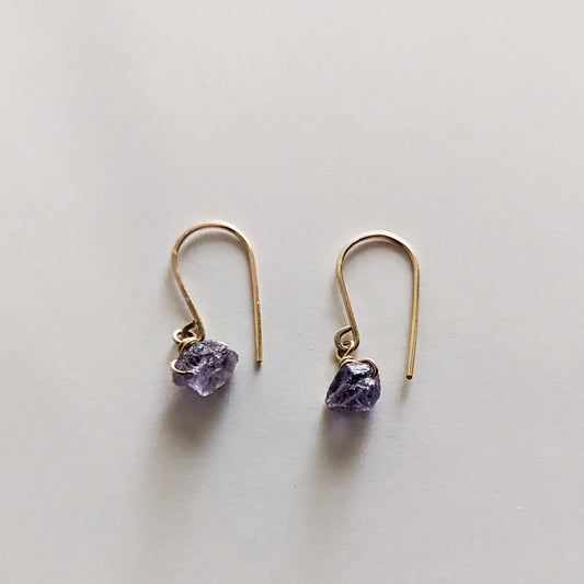 Raw Iolite Drop Earrings - Peerless Charm
