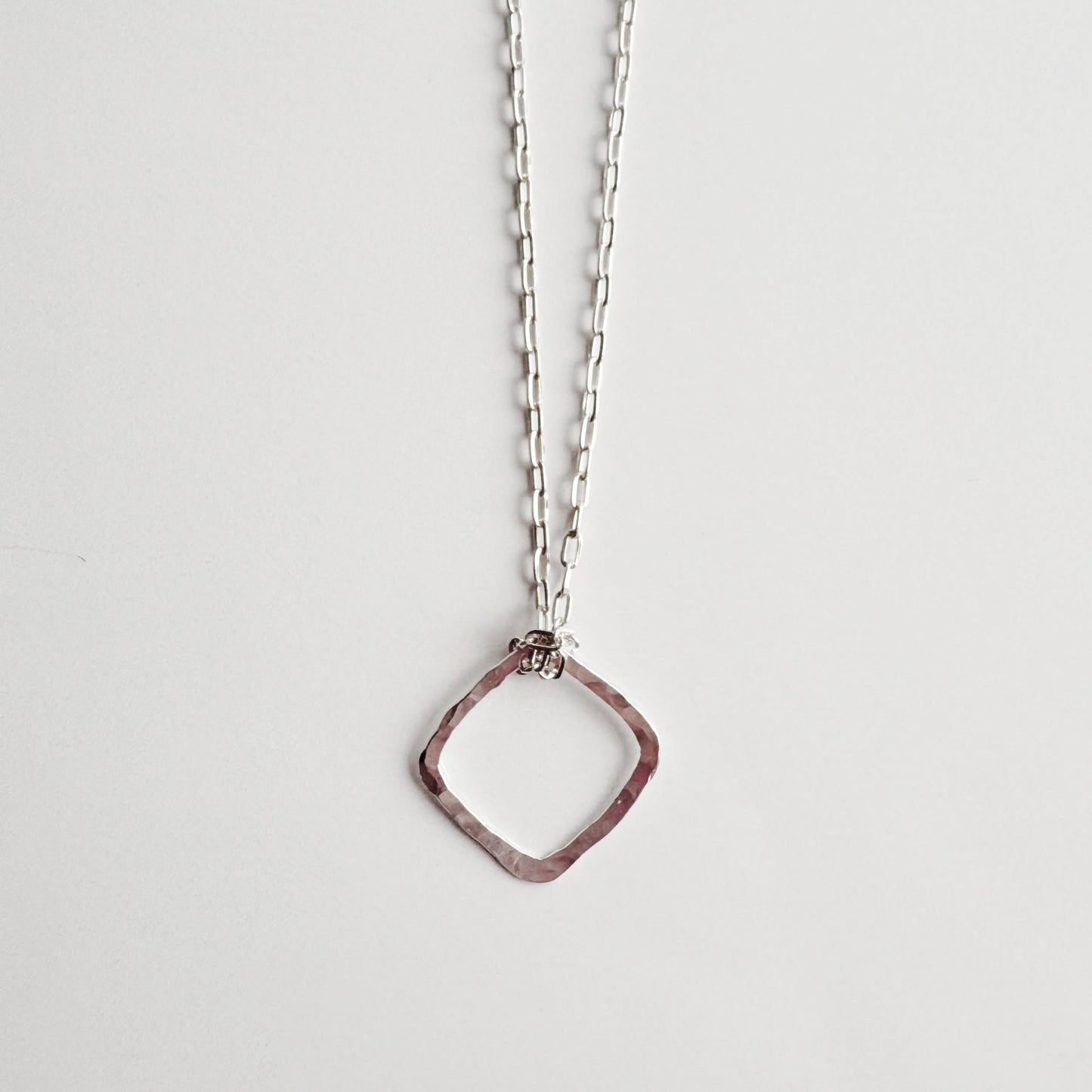 Sterling Silver Dainty Organic Square Necklace - Peerless Charm