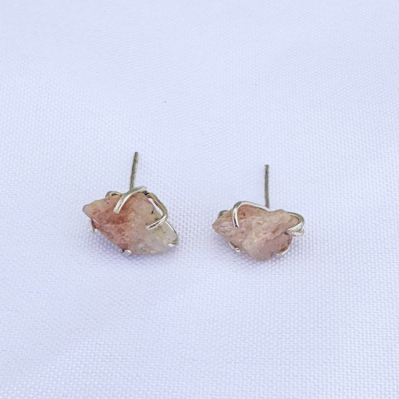 Sterling Silver Sunstone Natural Cut Studs - Peerless Charm