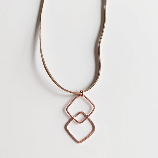 The Copper Double Square Necklace - Peerless Charm