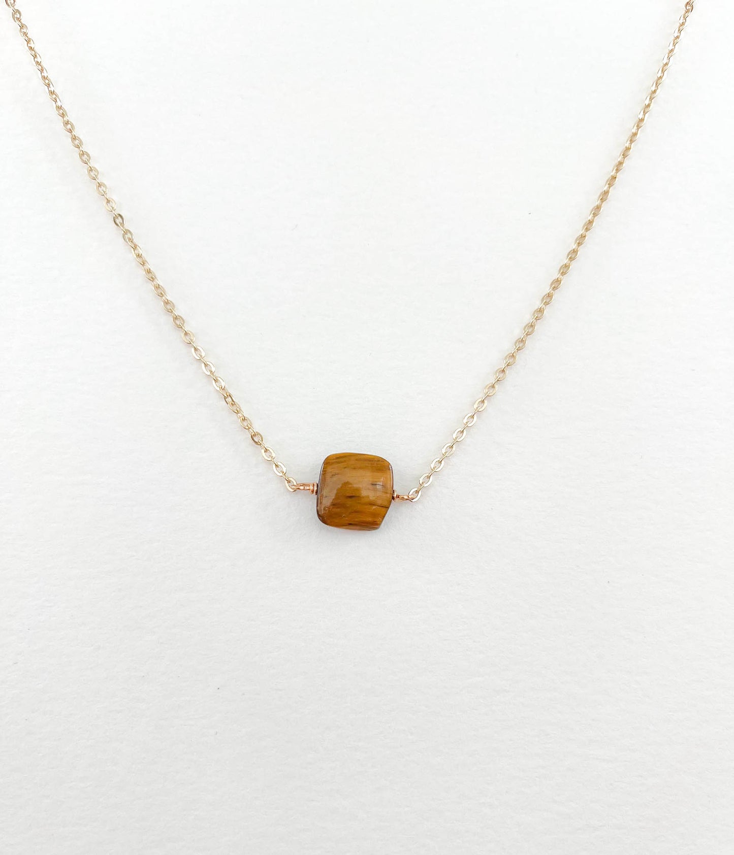 Tiger's Eye Square Simple Layering Necklace