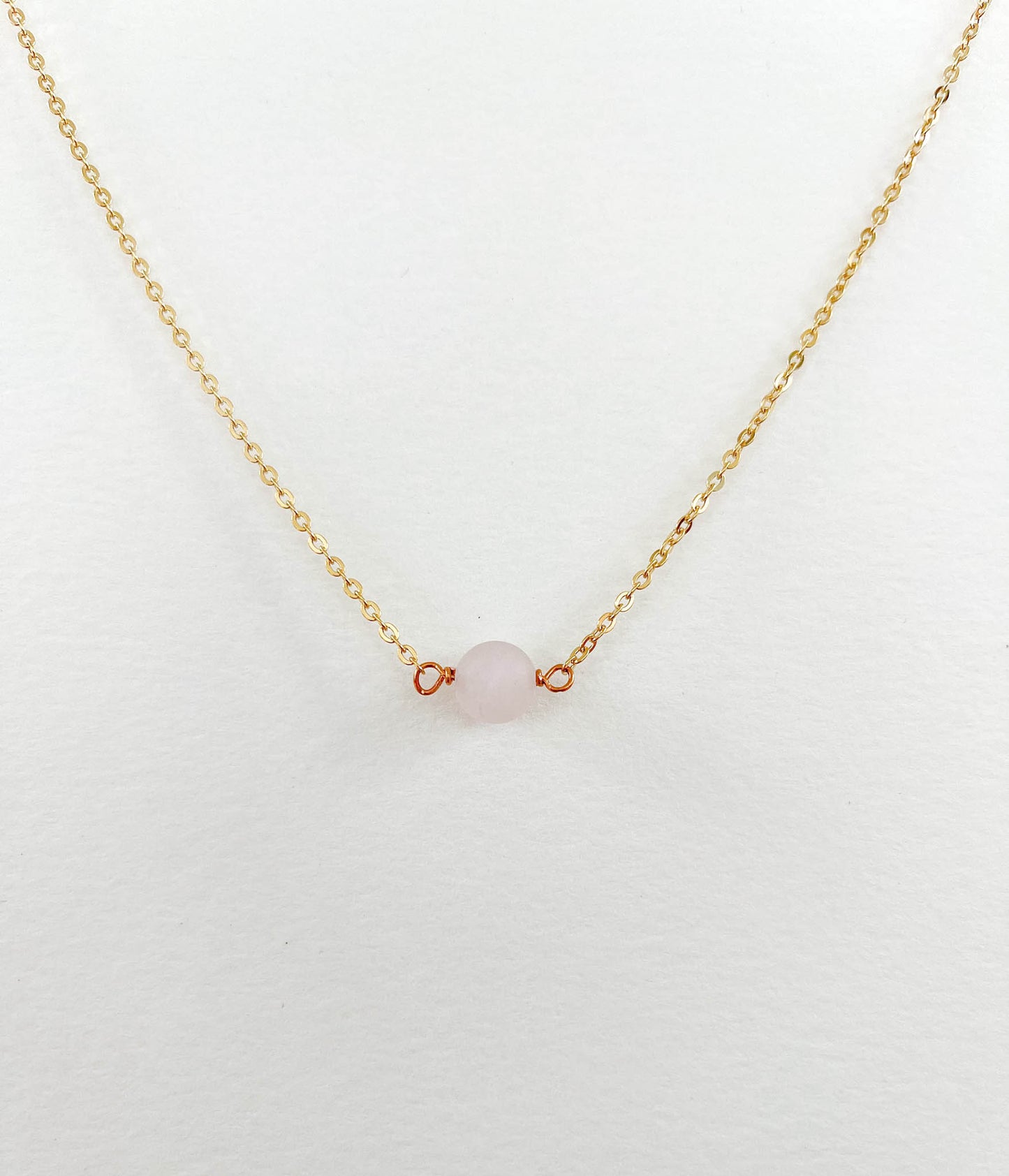 Pink Rose Quartz Simple Layering Necklace