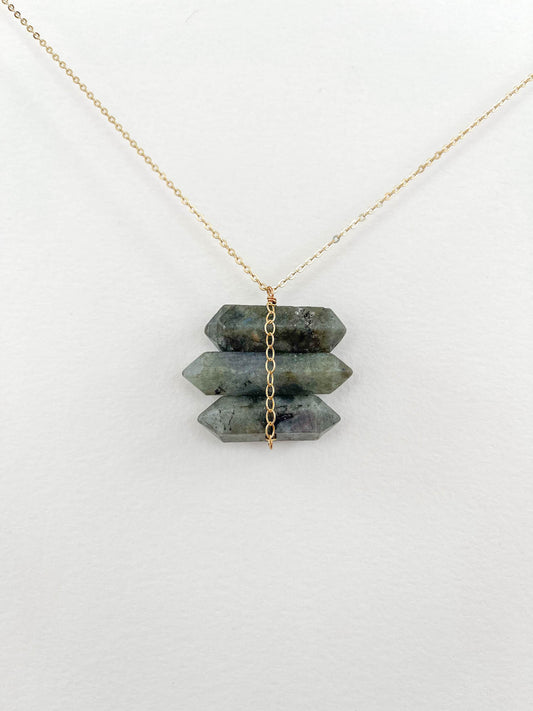 Labradorite Point Necklace with Chain Accent