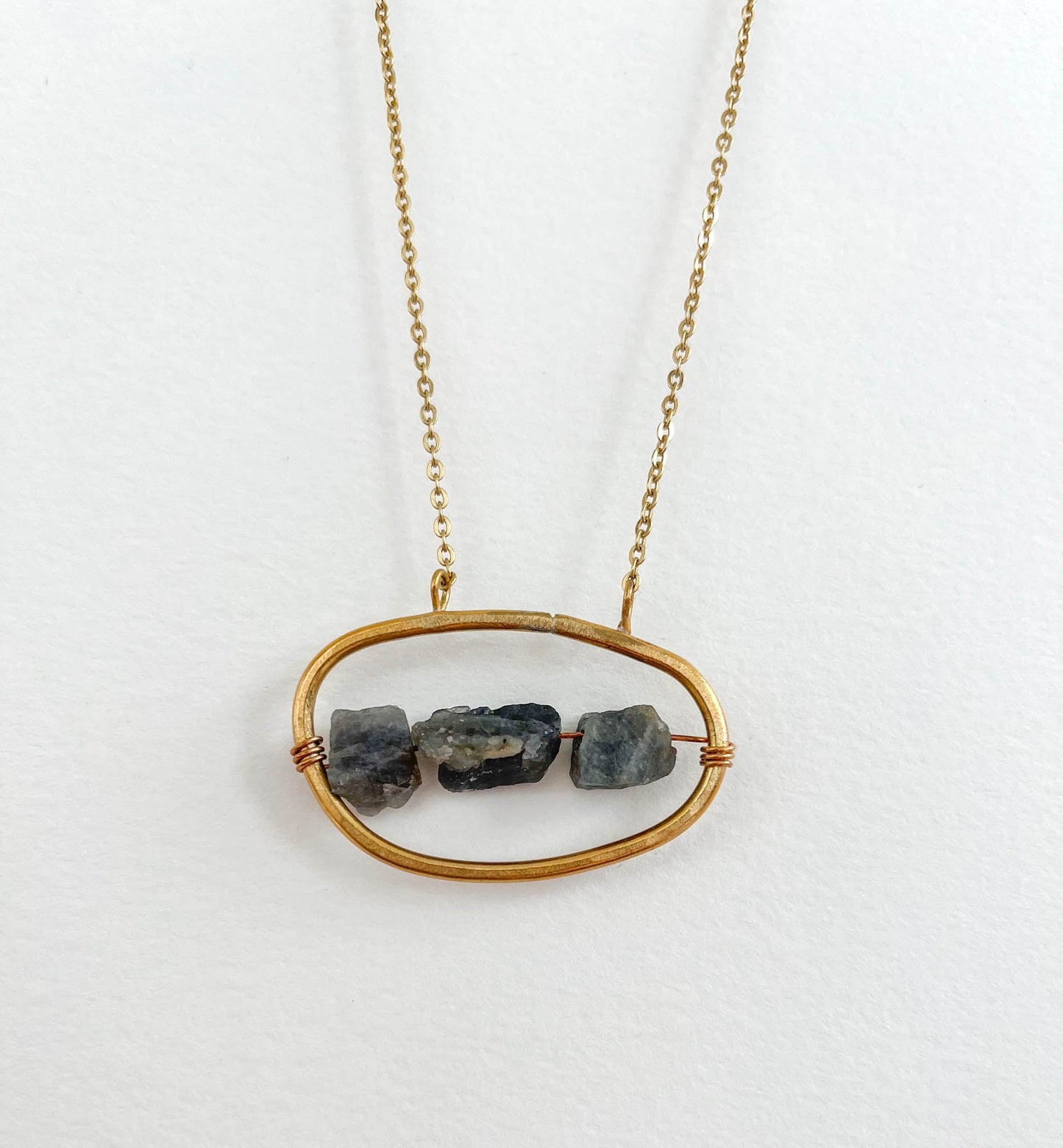 Flow Necklace with Raw Labradorite - Peerless Charm