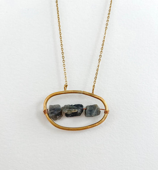 Flow Necklace with Raw Labradorite - Peerless Charm
