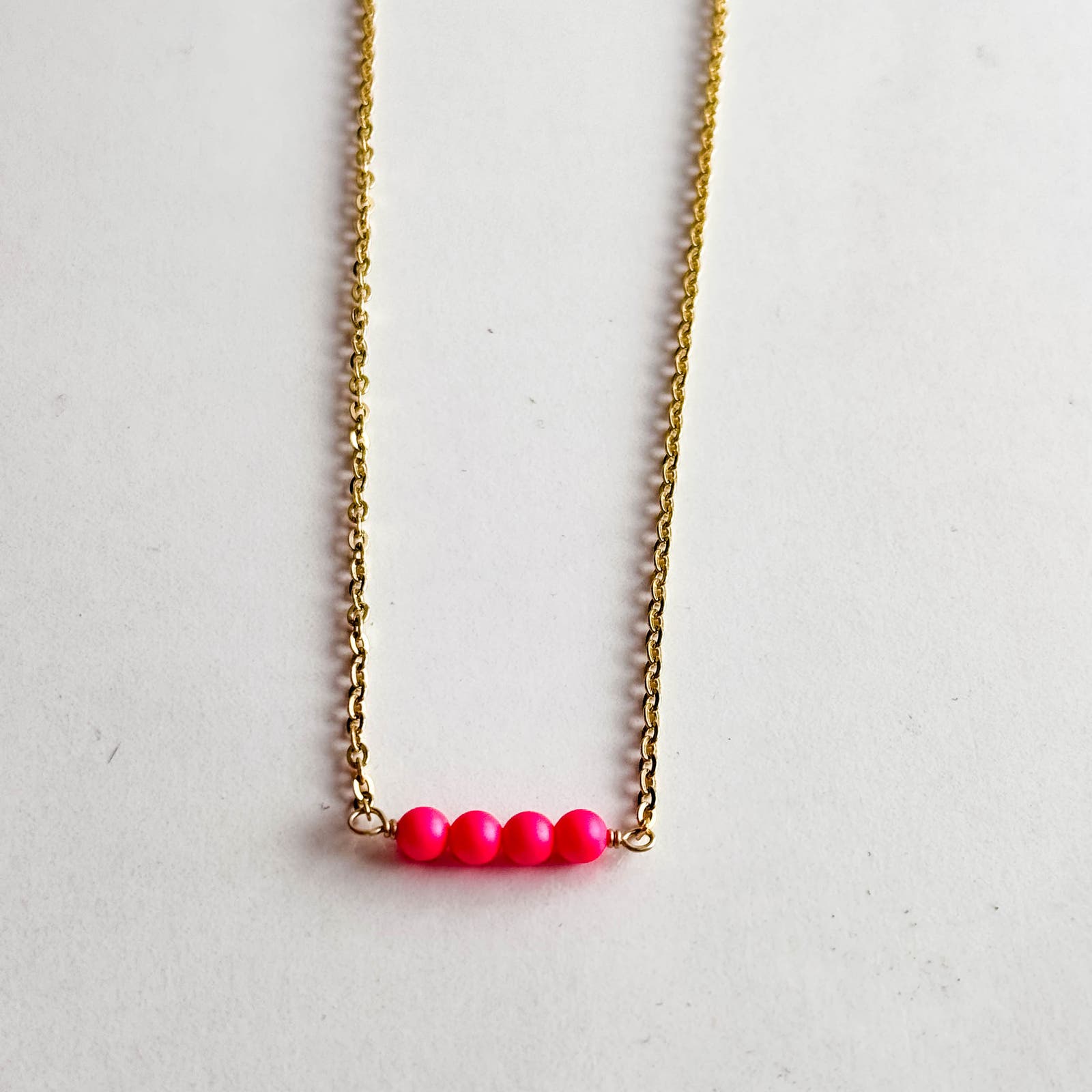 Hot Pink Dainty Bead Necklace