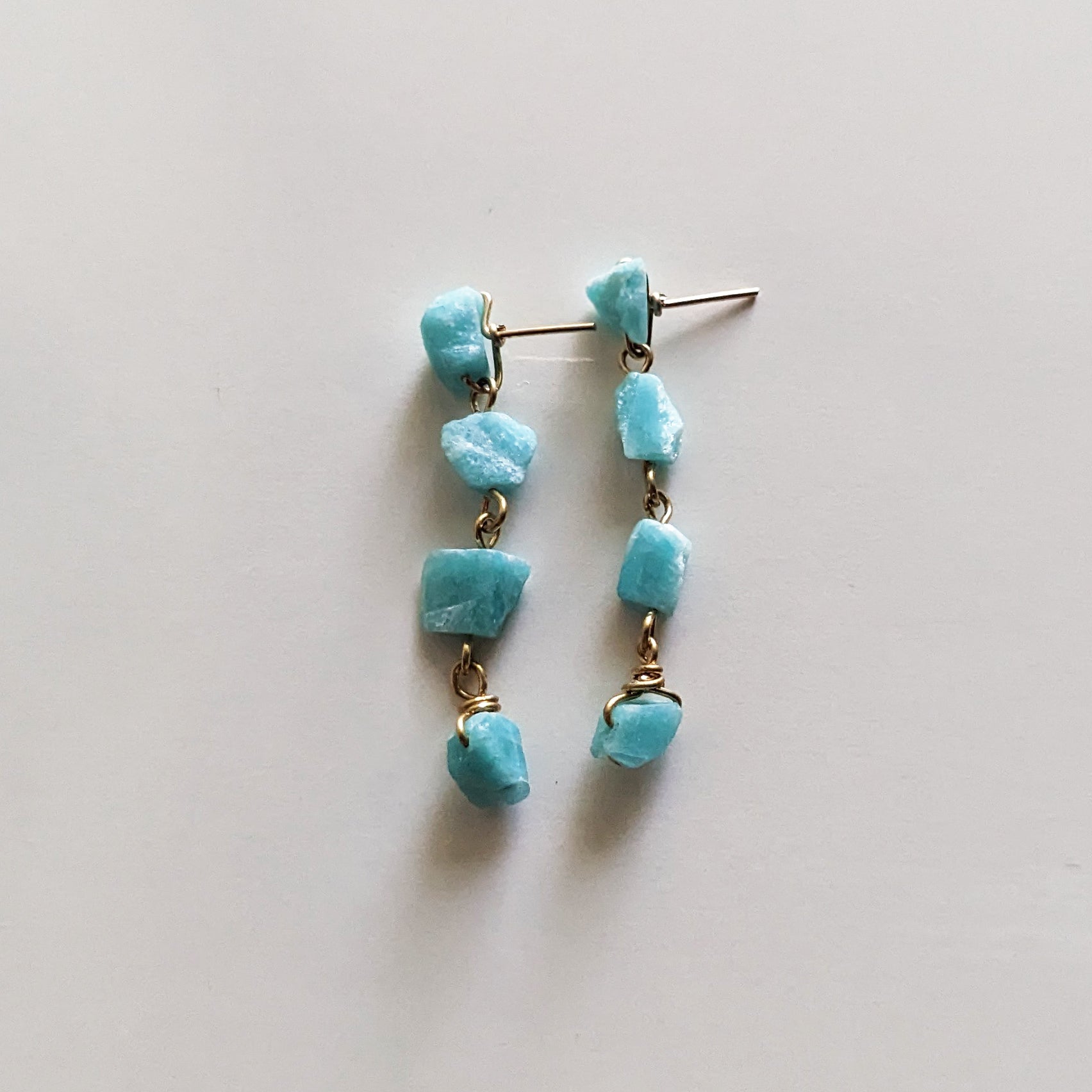 Raw Amazonite Dangle Studs