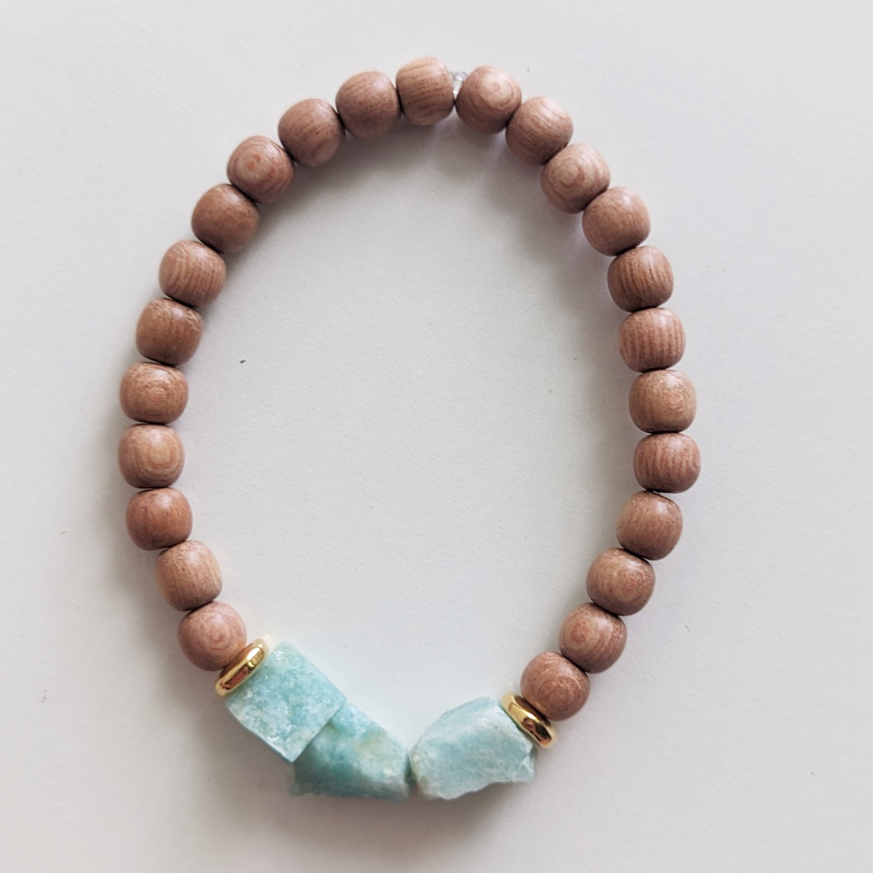 Raw Amazonite & Rosewood Stretch Bracelet