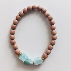 Raw Amazonite & Rosewood Stretch Bracelet