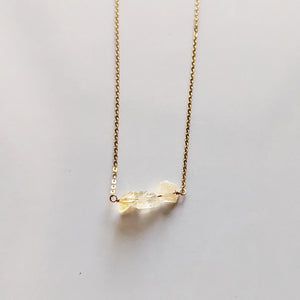 Raw Citrine Dainty Bead Necklace