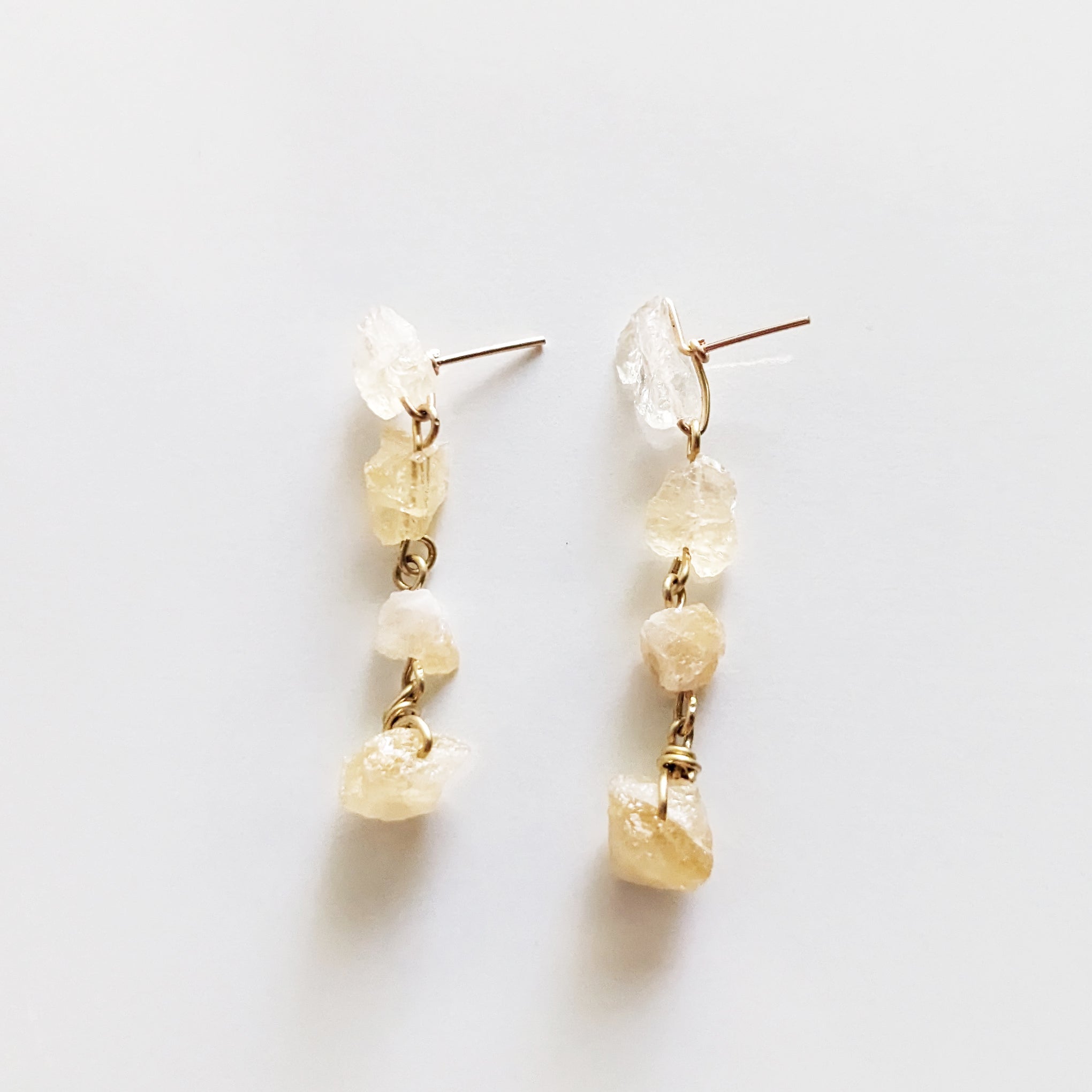 Raw Citrine Dangle Studs