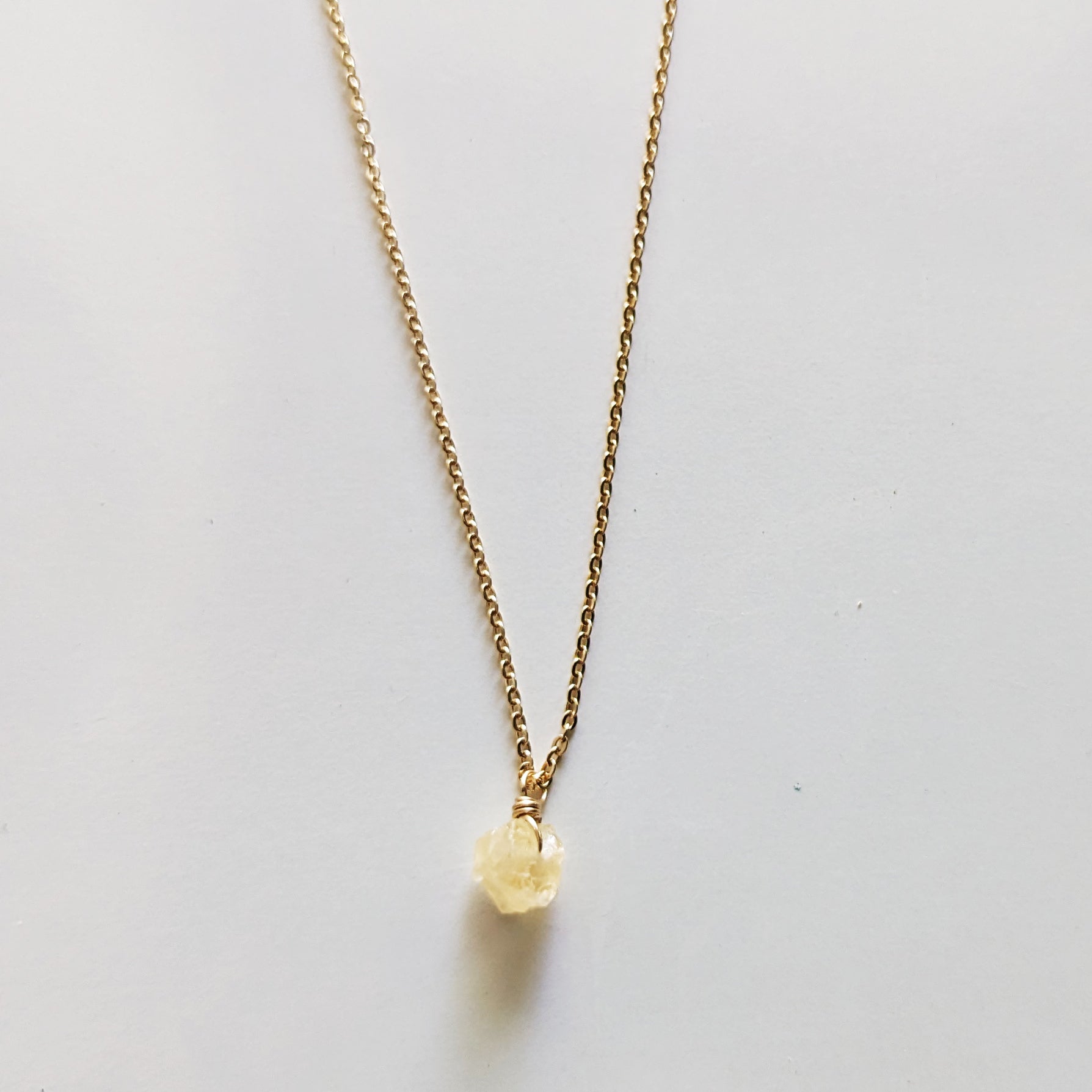 Raw Citrine Drop Necklace