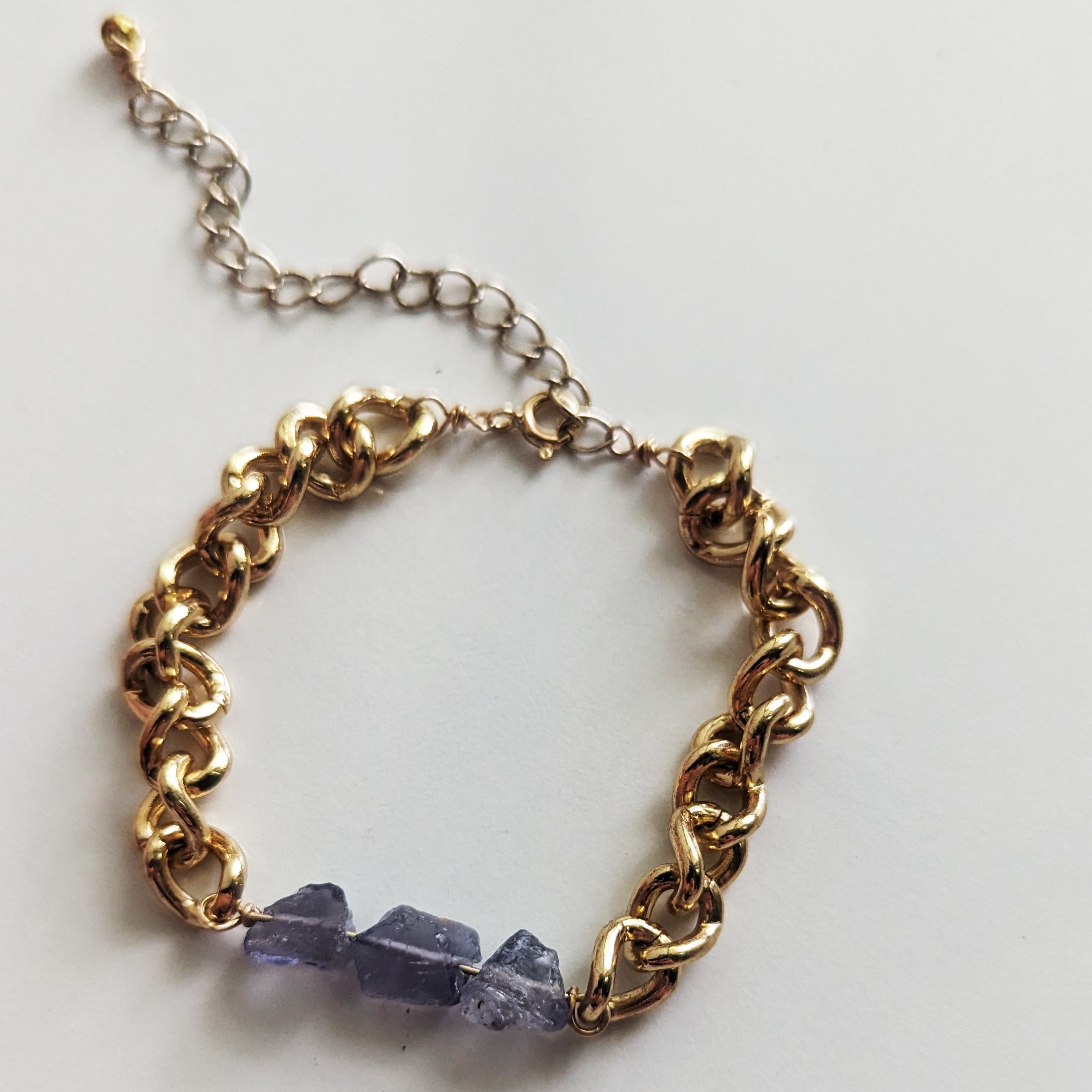 Raw Iolite Chunky Chain Bracelet