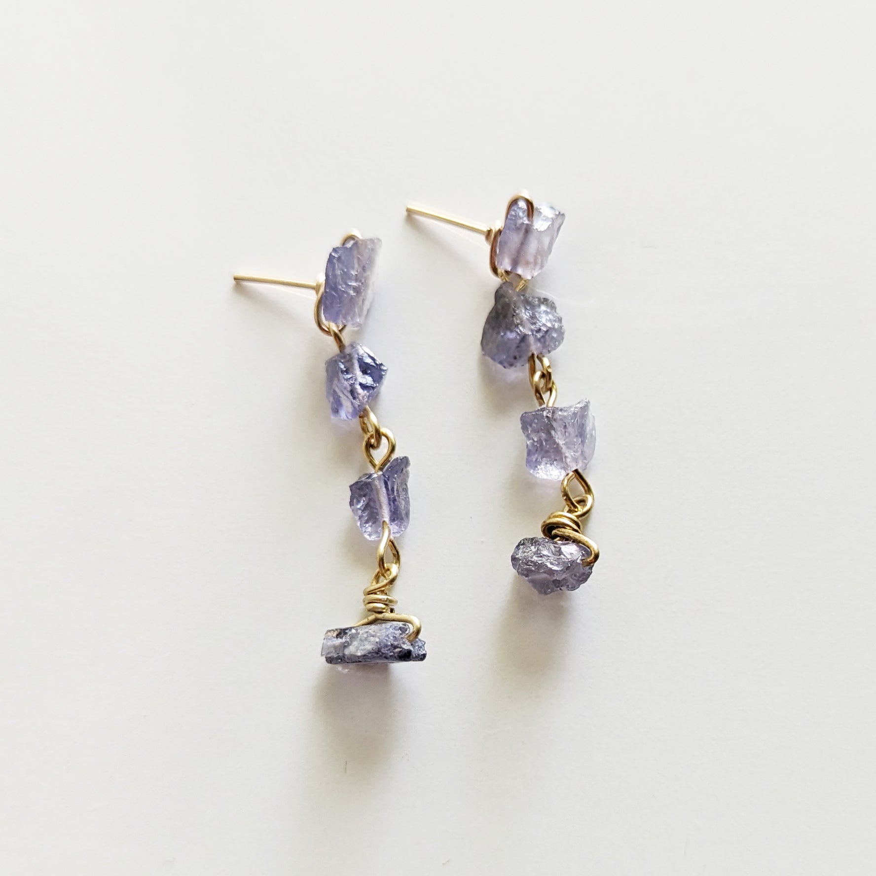 Raw Iolite Dangle Studs