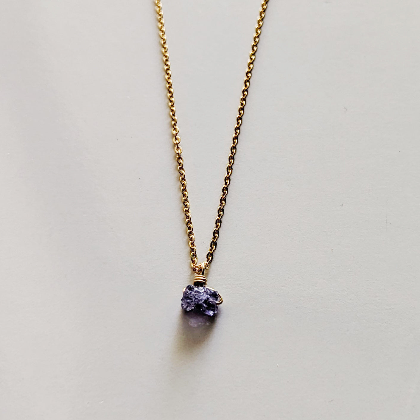 Raw Iolite Drop Necklace
