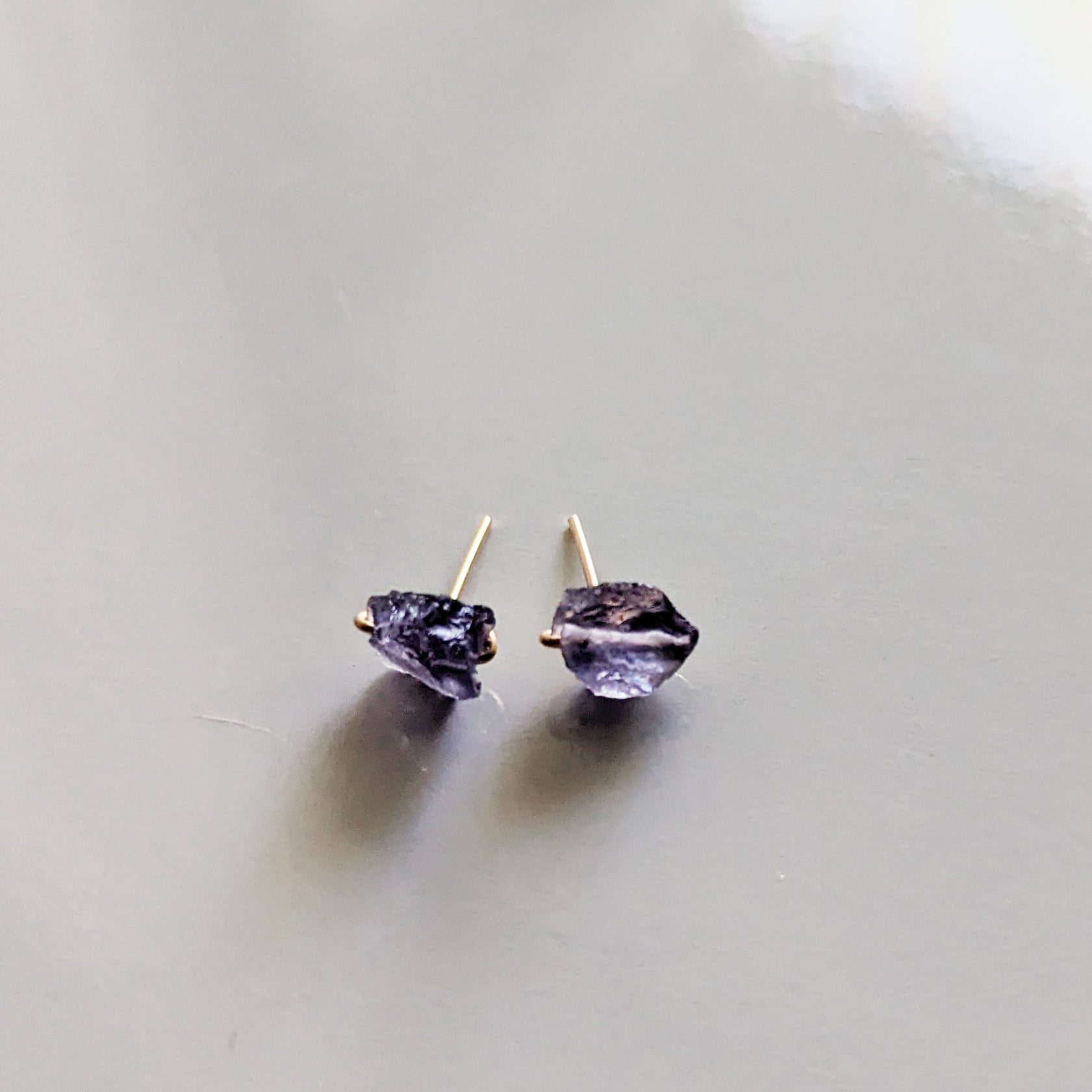 Raw Iolite Studs