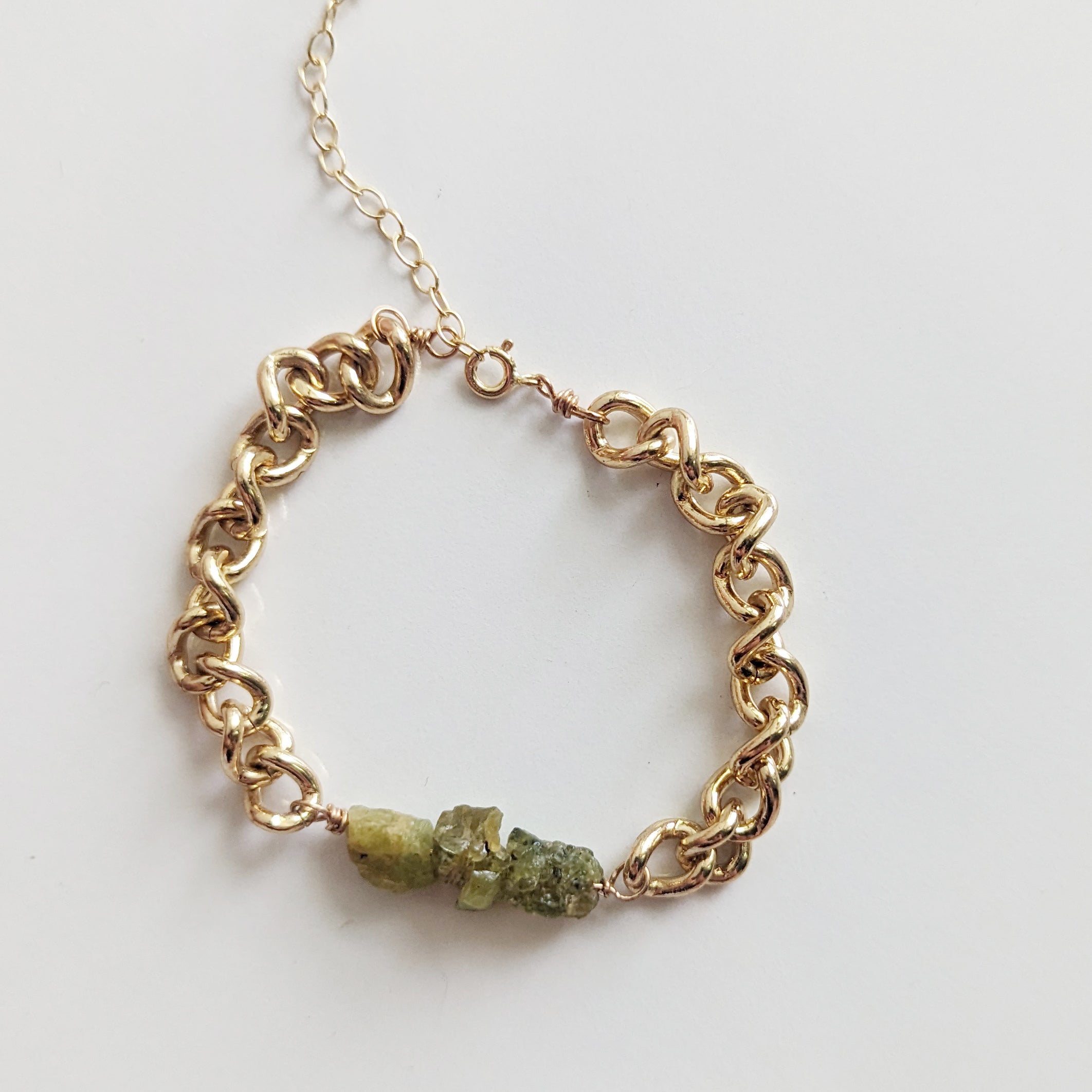 Raw Peridot Chunky Chain Bracelet
