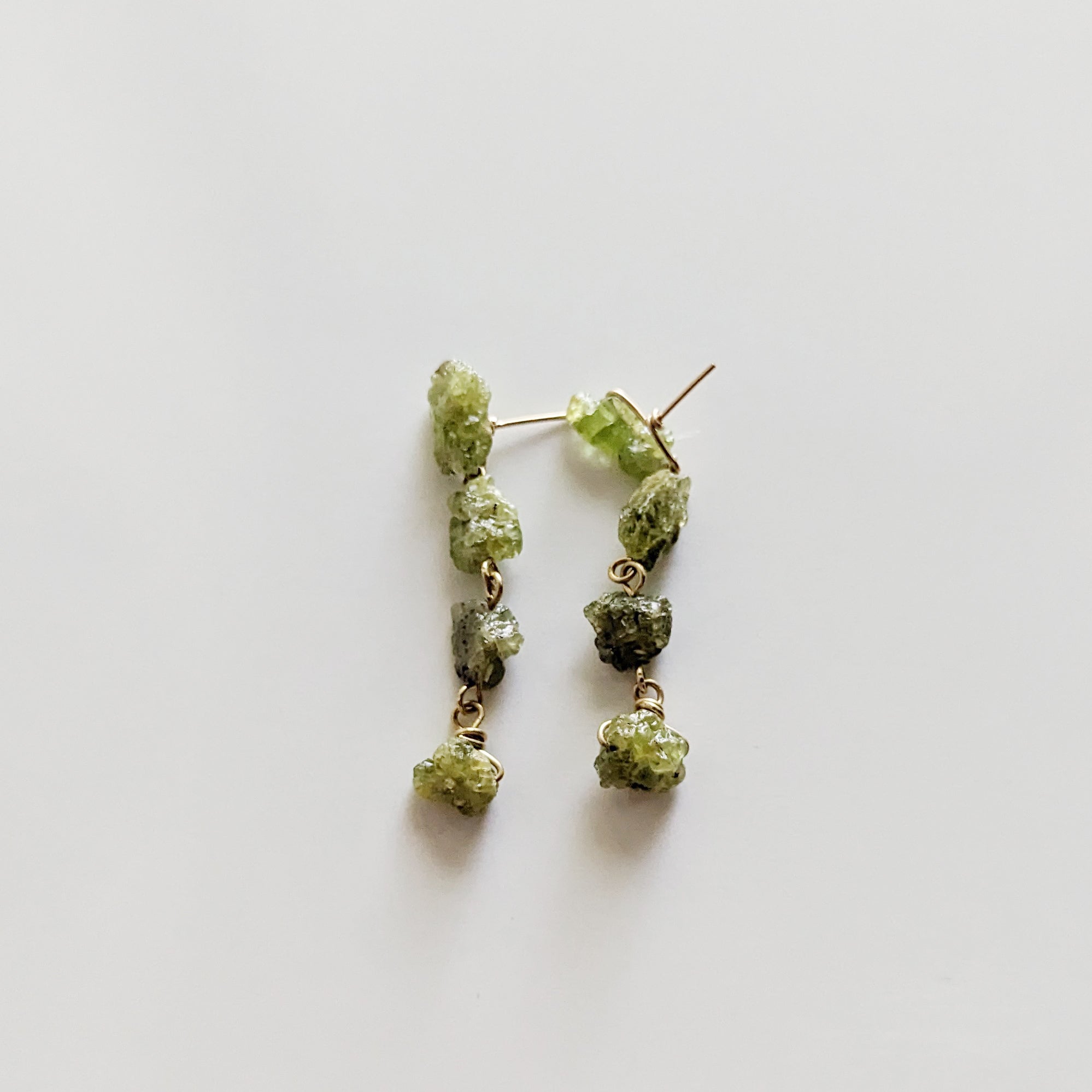 Raw Peridot Dangle Studs