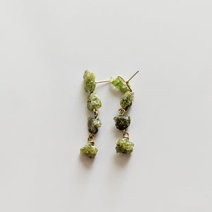 Raw Peridot Dangle Studs