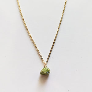 Raw Peridot Drop Necklace
