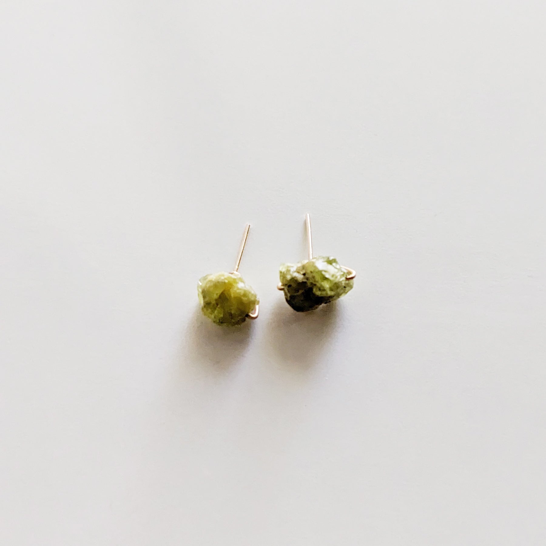 Raw Peridot Studs