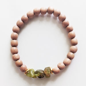 Raw Peridot & Rosewood Stretch Bracelet