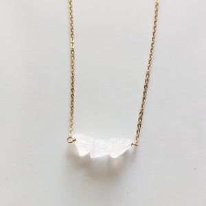 Raw Quartz Dainty Bead Necklace