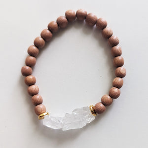 Raw Quartz & Rosewood Stretch Bracelet