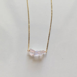 Raw Rose Quartz Dainty Bead Necklace