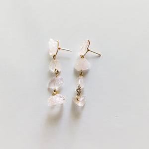 Raw Rose Quartz Dangle Studs