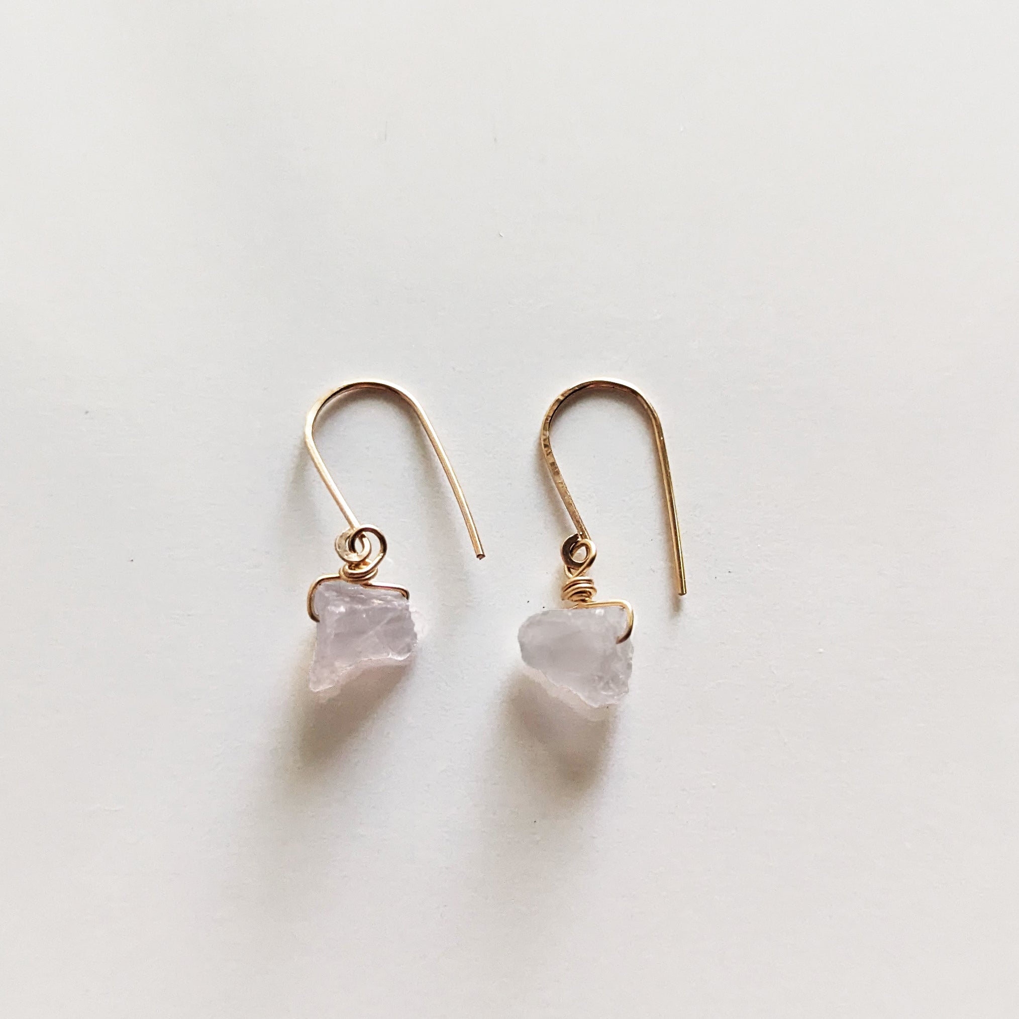 Raw Rose Quartz Drop Earrings
