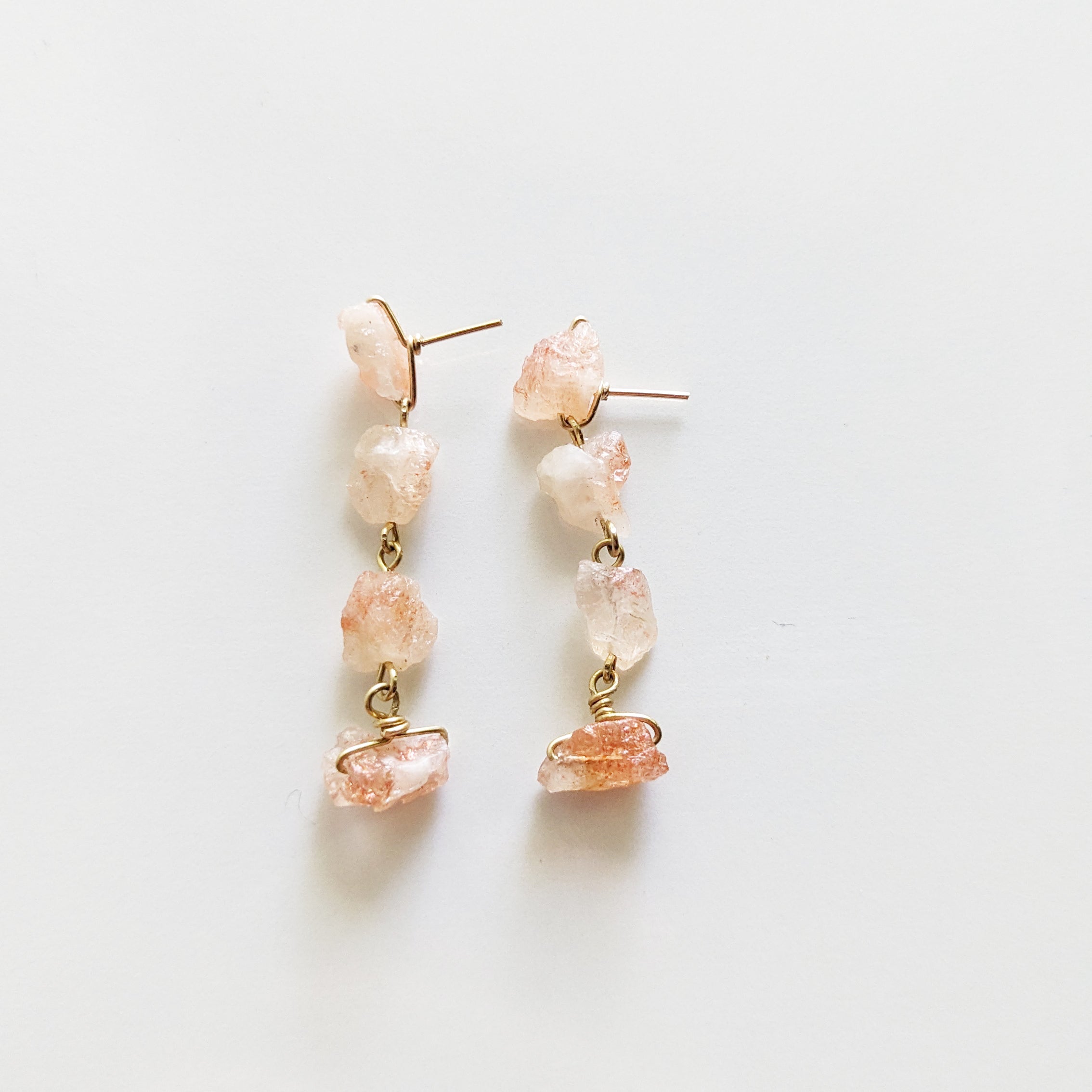 Raw Sunstone Dangle Studs
