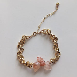 Raw Sunstone Chunky Chain Bracelet