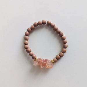 Sunstone & Rosewood Stretch Bracelet