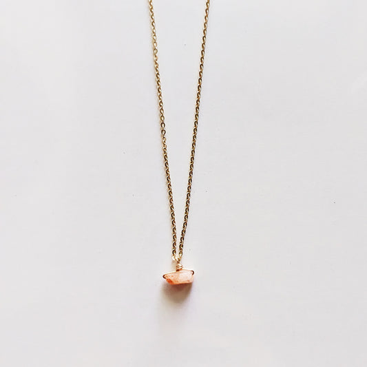 Raw Sunstone Drop Necklace