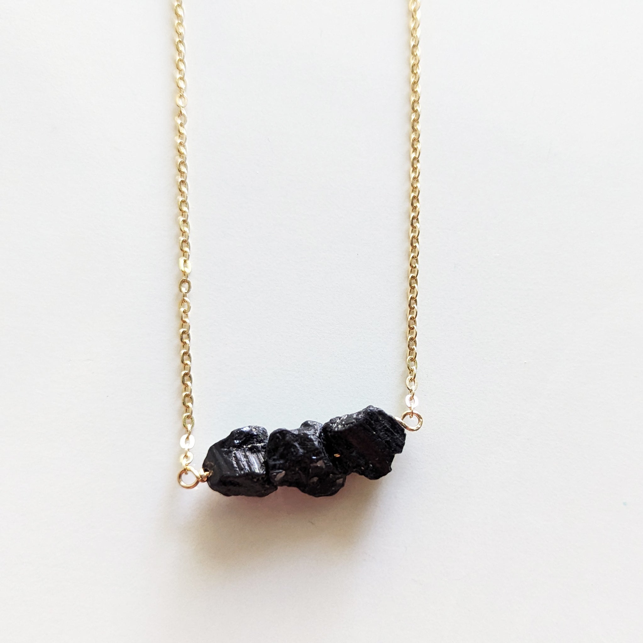 Raw Tourmaline Dainty Bead Necklace