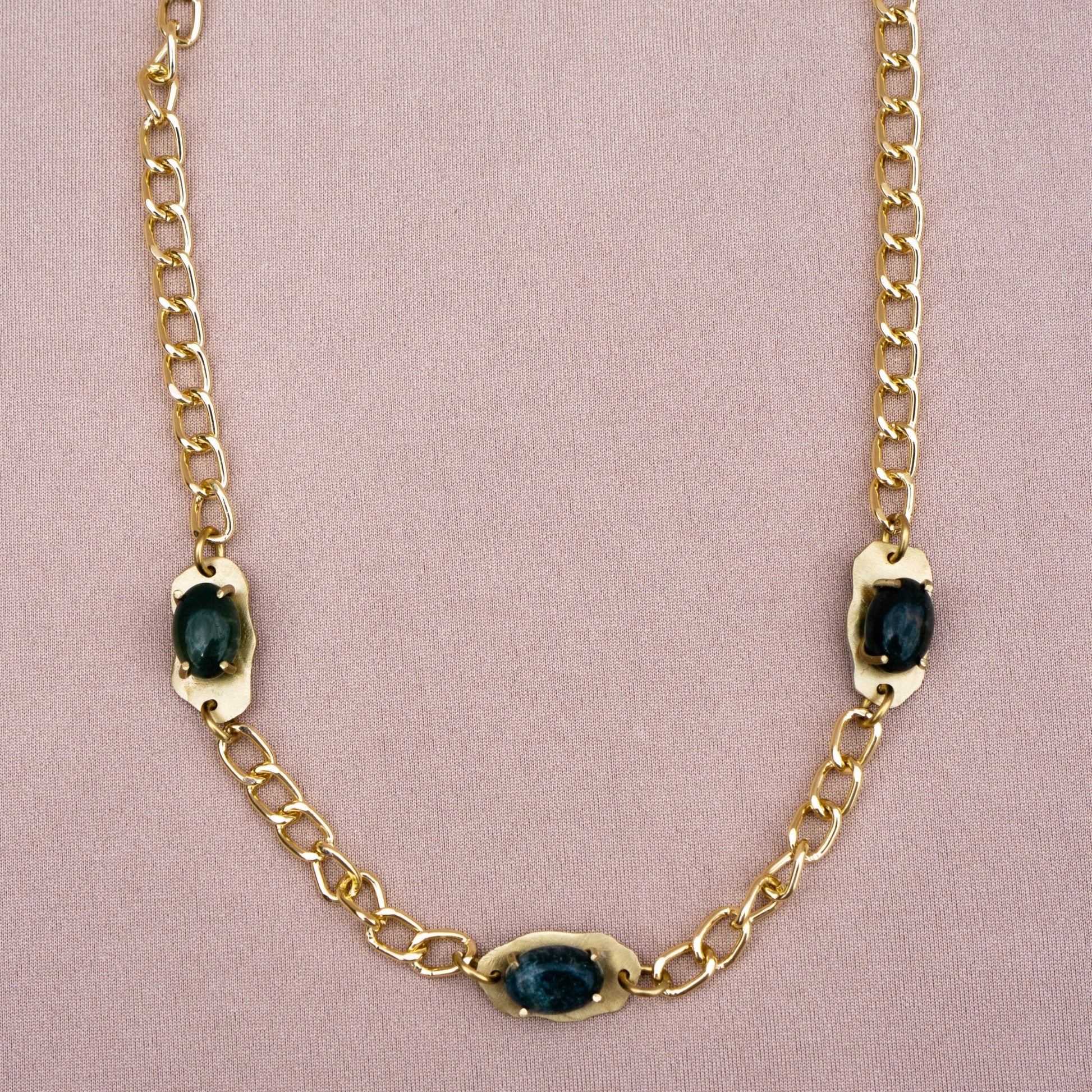 Chunky Choker with Mini Moss Agate FreeForms - Peerless Charm