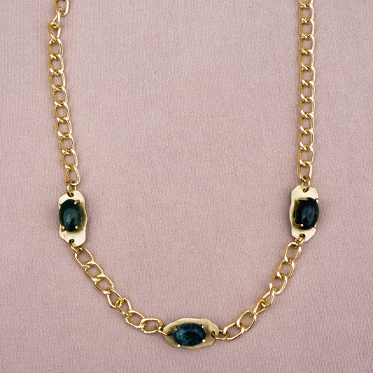 Chunky Choker with Mini Moss Agate FreeForms - Peerless Charm