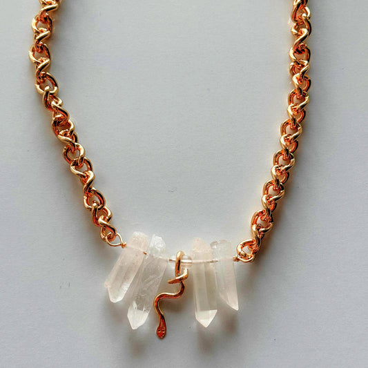 Snake Quartz Necklace On Chunky Chain