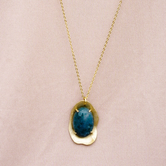 FreeForm Solid With Moss Agate Necklace - Peerless Charm