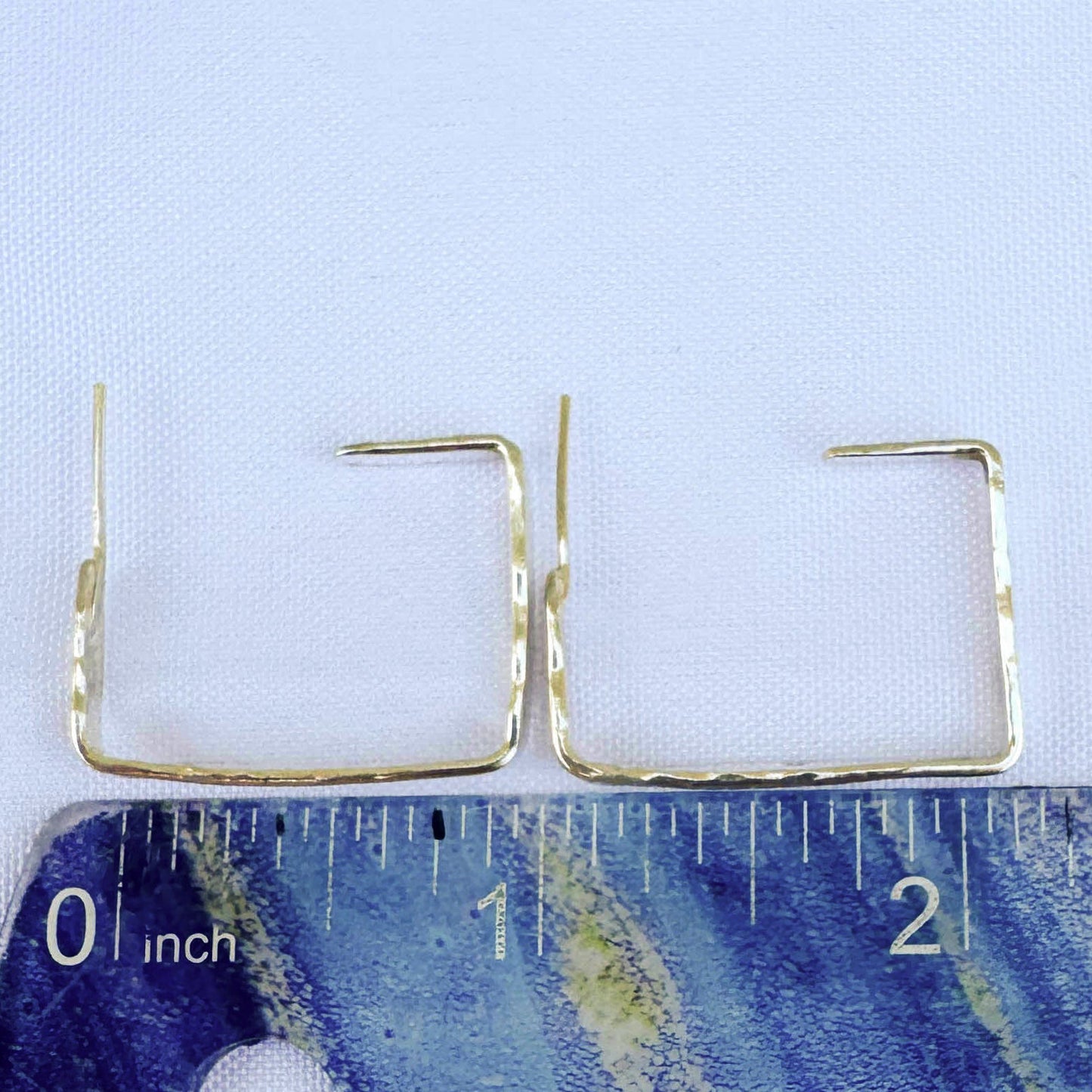 Gold - Filled Flat Hammered Rectangle Hoop - Peerless Charm